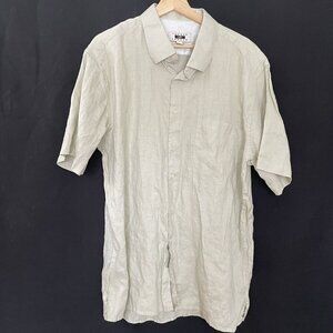 Joseph Abboud Mens Tan Linen Short Sleeve Button-Up Shirt XXL classic clean